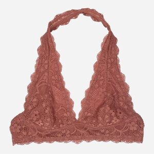 Free People Intimately Galloon Lace Halter Bralette - Rust - Size S